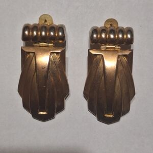 Vintage Gold-Tone Clip Earrings - Art Deco Style